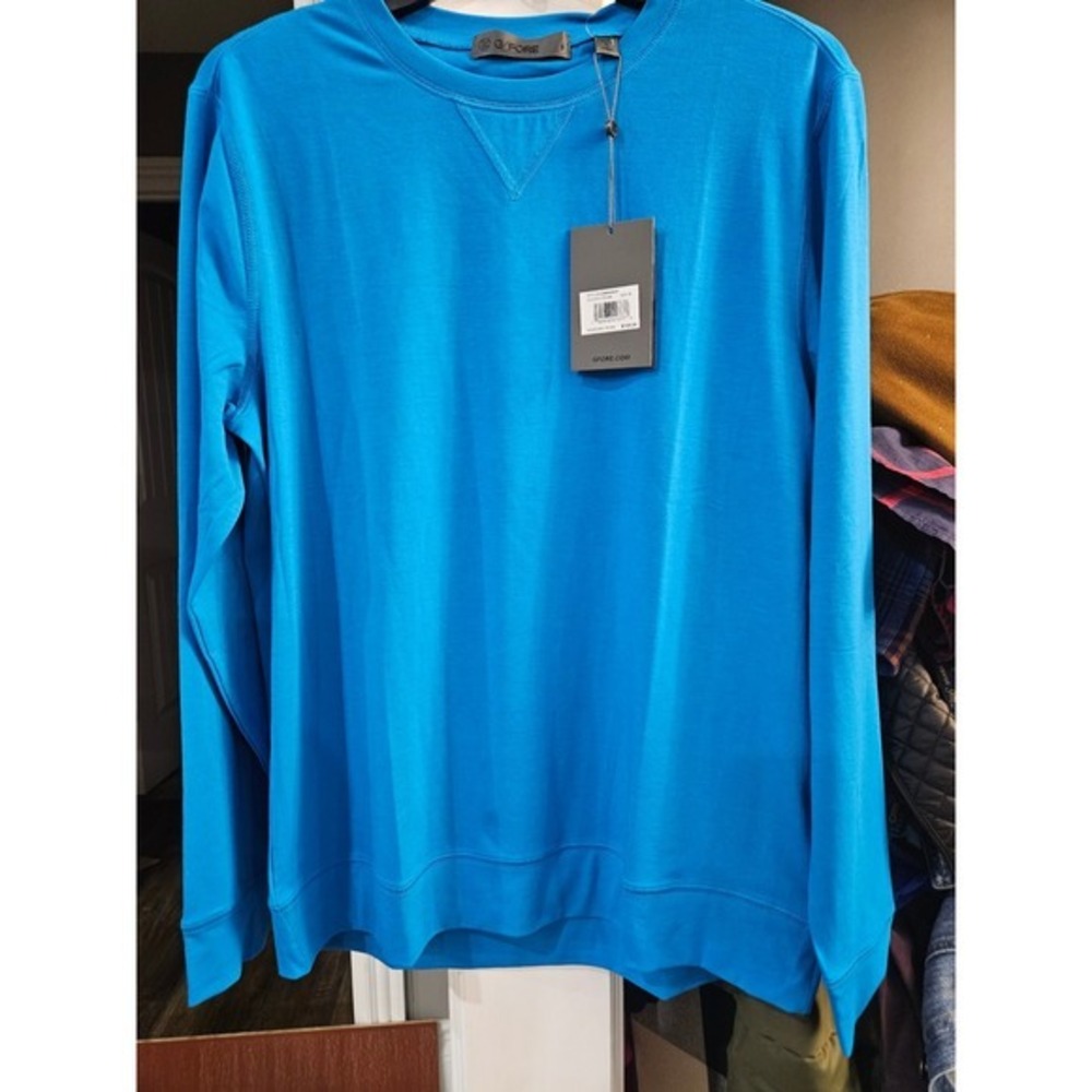 NWT G/FORE Mens Cotton Cashmere Crewneck Pullover Catalina Blue GMM000007 S
